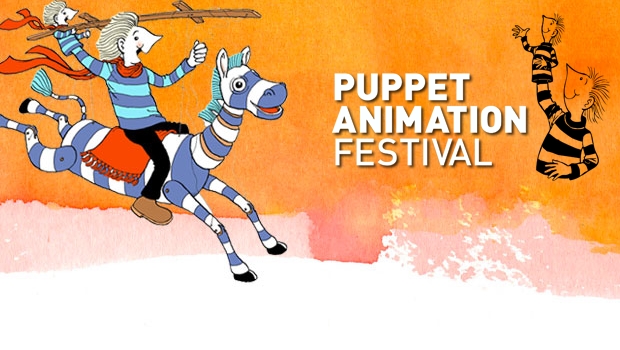 Image depicts the 2013 logo for the Puppet Animation Festival, from Puppet Animation Scotland.