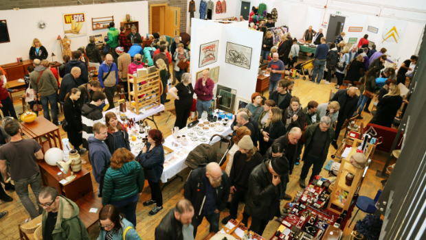 A Mid-Century Market event with an exciting array of stalls and a busy crowd
