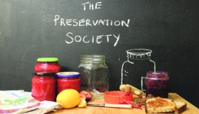 The Preservation Society logo depicting food and cutlery on a table