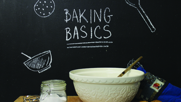 Baking Basics showing a cake bowl and sugar